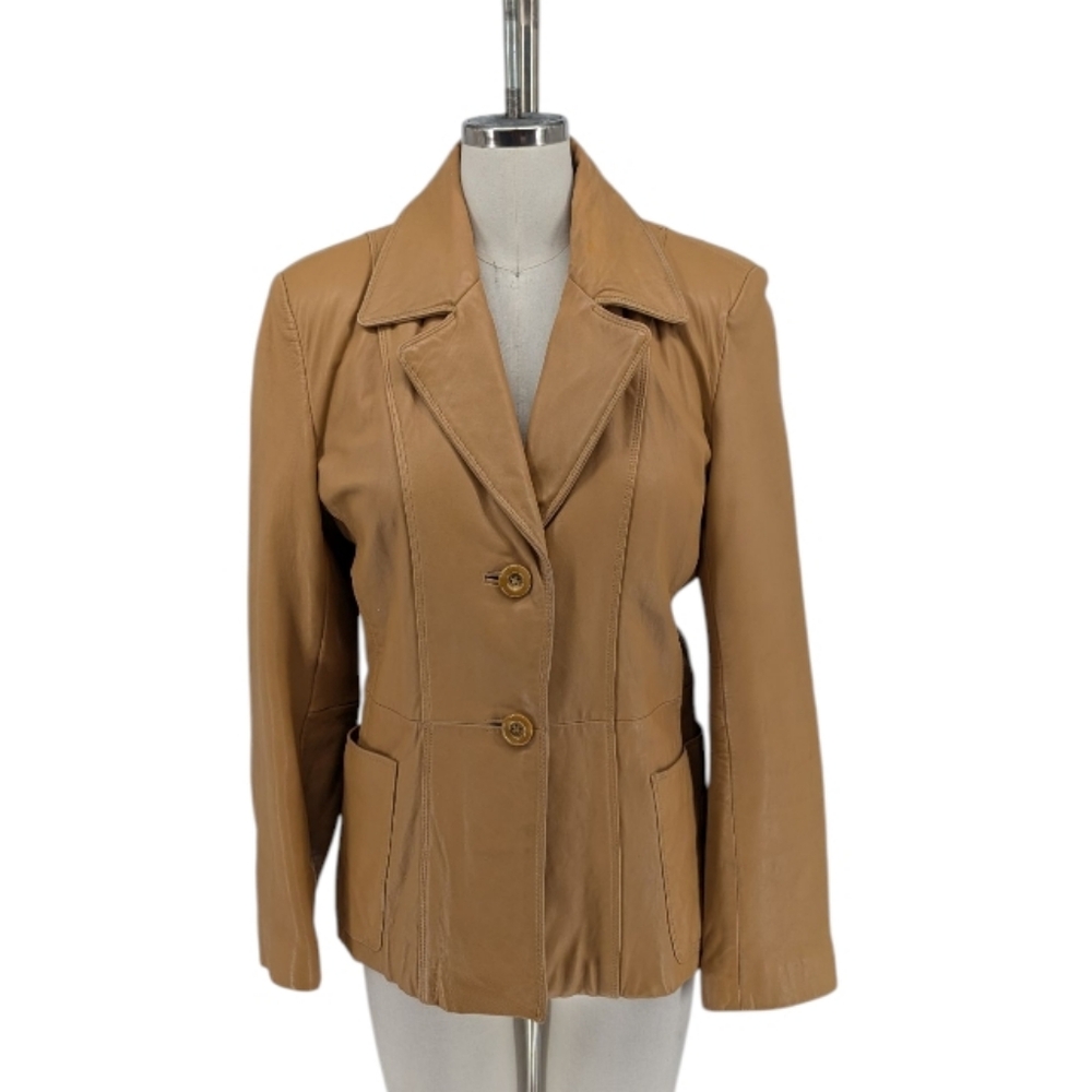 30018 Vintage Colebrook & Co 100% Leather Jacket Tan size Small western cowgirl